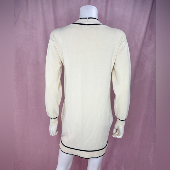 Lovers and Friends White Black Cardigan Dress Long Sleeve Classy Ivory Size XS - Picture 3 of 8